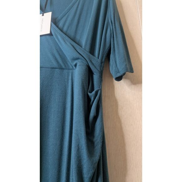 New 41 Hawthorn Green ribbed jersey side ruched midi dress size XL - Picture 10 of 10